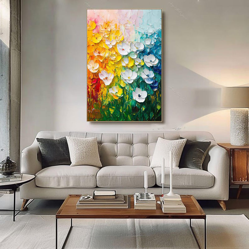 Handmade Oil Painting Canvas Wall Art Decoration 3D Texture Thick Oil Flowers Modern Abstract For Home Room Decor Internet Rolled Frameless Unstretched Painting