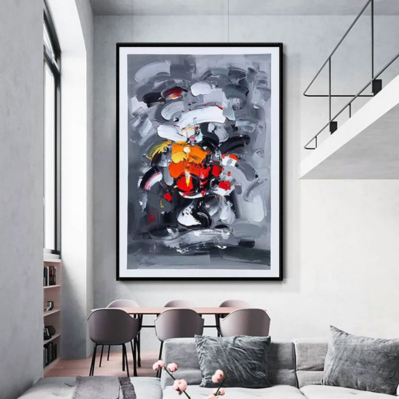 Large Graffiti Abstract Grey Handmade Oil Painting On Canvas Art Modern Acrylic Wall Decor For Home Living Room Artwork