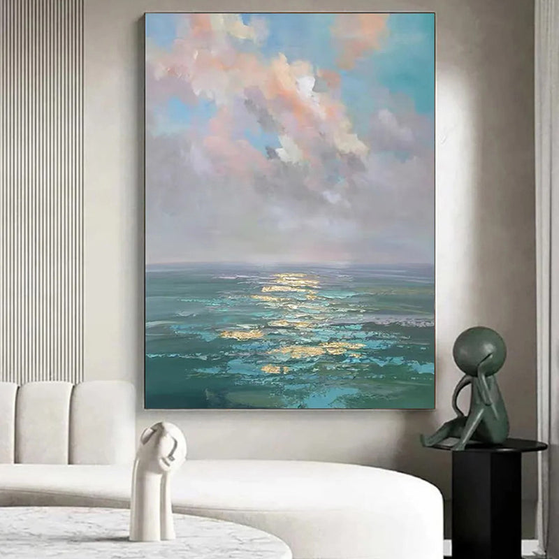 Handmade Oil Painting Canvas Wall Art Decoration Modern Abstract Ocean Landscape For Home Decor Rolled Frameless Unstretched Painting