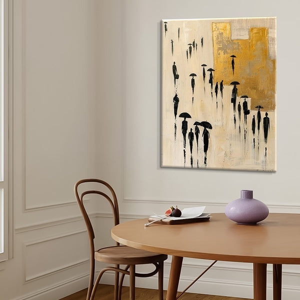 Hand Painted Abstract Character City Art Canvas Oil Painting Modern Minimalist Urban Wall Art Pictures Fashion Living Room Decor