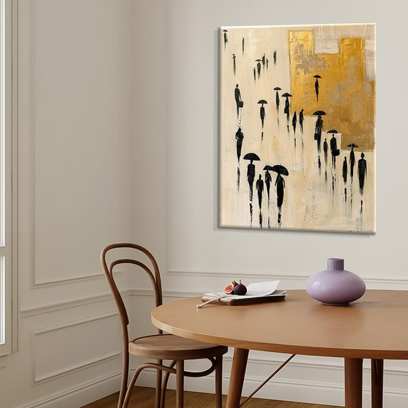 Hand Painted Abstract Character City Art Canvas Oil Painting Modern Minimalist Urban Wall Art Pictures Fashion Living Room Decor