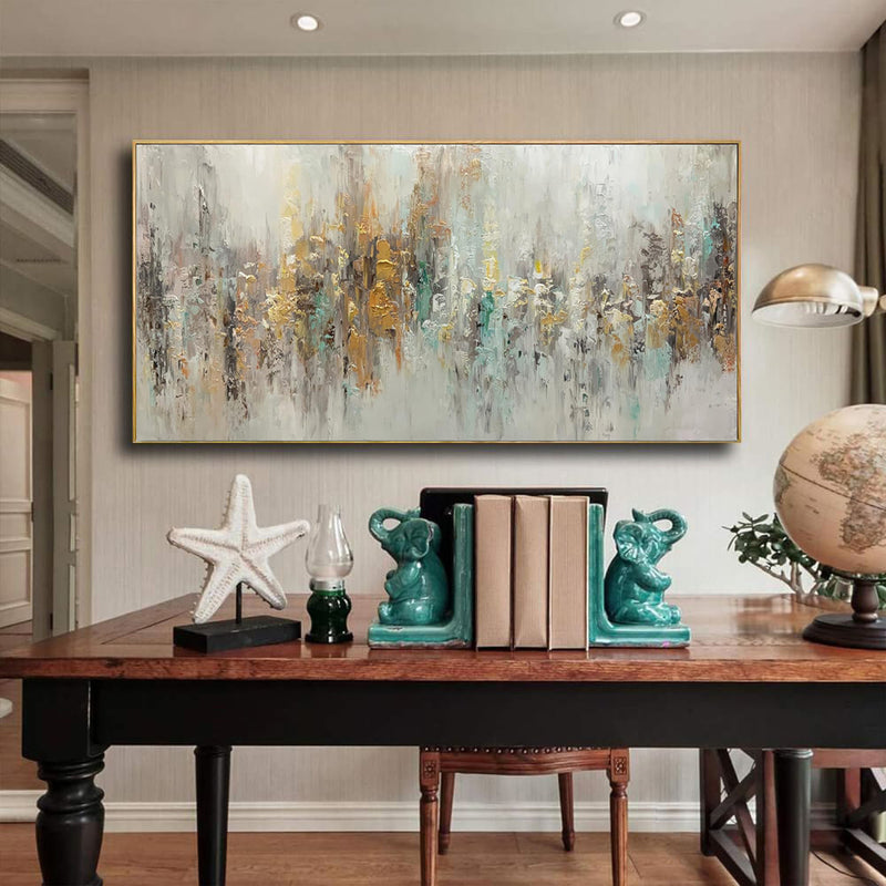 Handmade Abstract Oil Painting On Canvas Light Luxury Horizontal Wall Art For Living Room Bedroom Decor