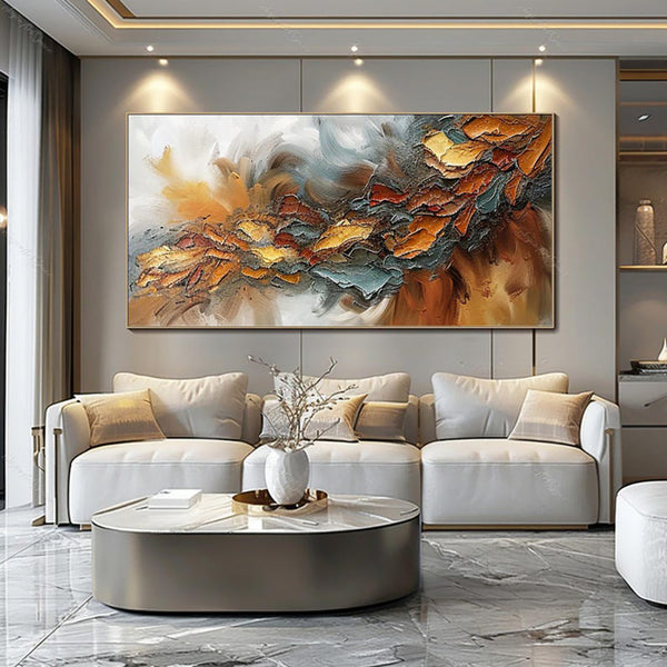 Large Hand-painted Knife Colorful Oil Paintings Abstract Canvas Textured Poster Wall Art Pictures Modern Room Decor Home Decoration