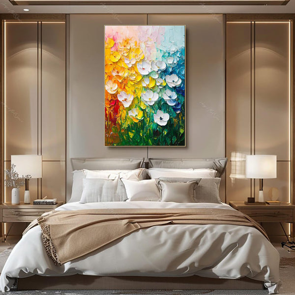 Handmade Oil Painting Canvas Wall Art Decoration 3D Texture Thick Oil Flowers Modern Abstract For Home Room Decor Internet Rolled Frameless Unstretched Painting