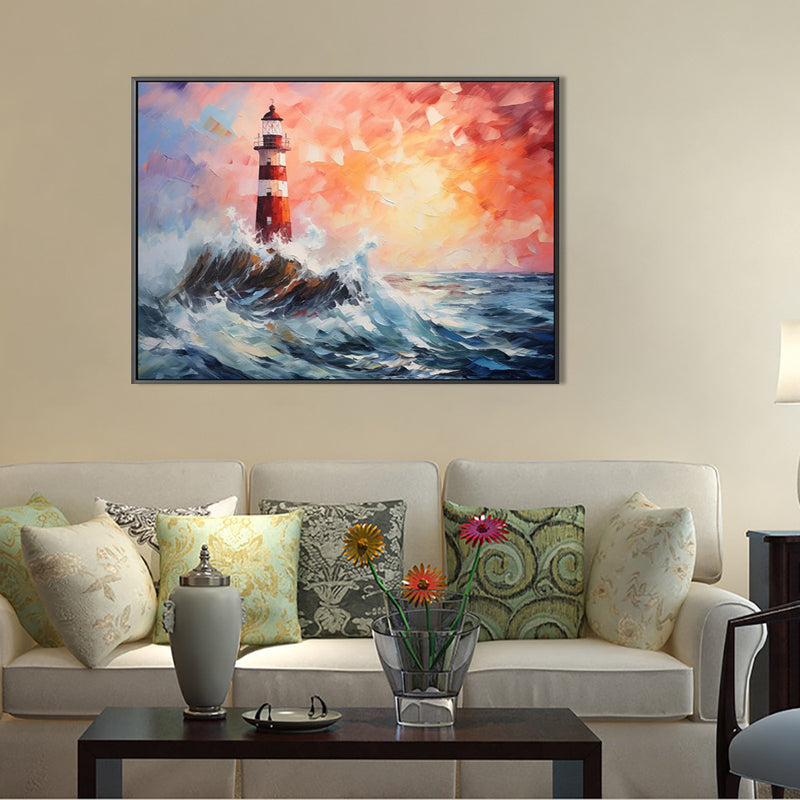 Handmade Oil Painting Canvas Wall Art Decoration Modern Abstract Lighthouse Landscape For Home Decor Rolled Frameless Unstretched Painting