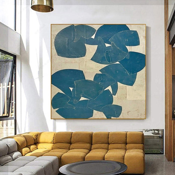New Design Modern Large Wall Painting Hand Painted Acrylic Blue Abstract Oil Painting On Canvas For Living Room Decor