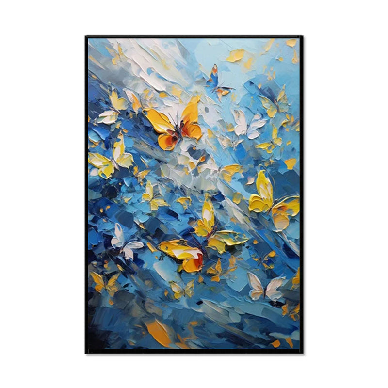 Knife Painted Butterfly Oil Painting On Canvas Handmade Modern Abstract Wall Art Living Room Home Decor Rolled Frameless Unstretched Painting
