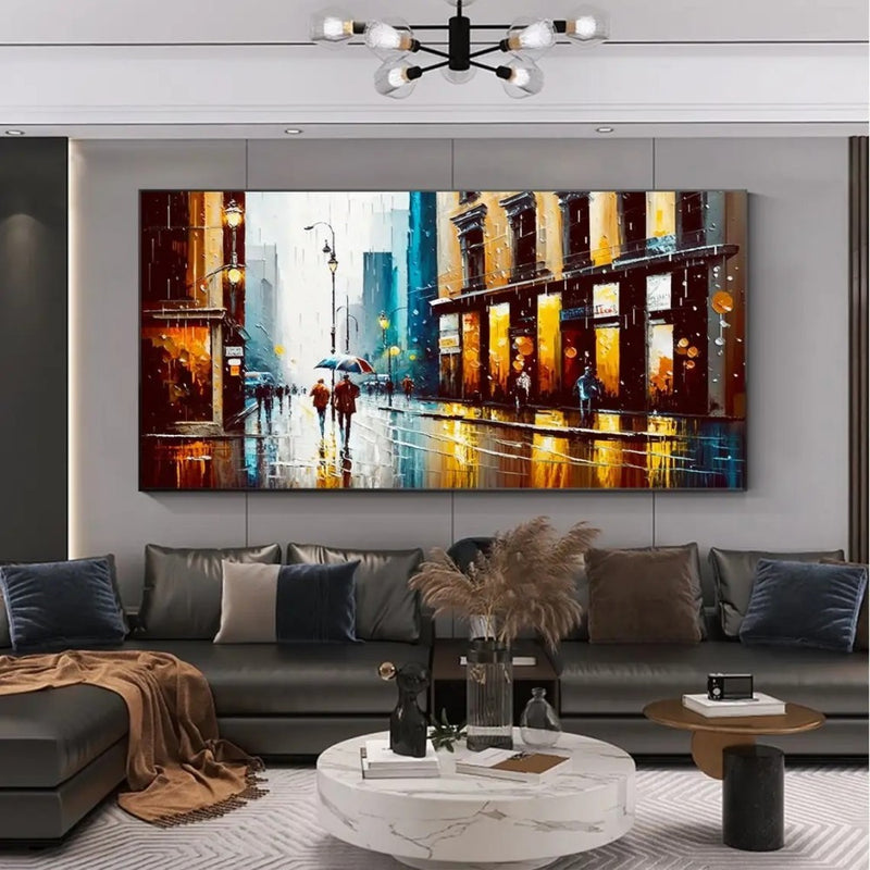 Handmade Oil Painting Canvas Wall Art Decoration Modern Abstract Urban Architectural Street Scenes For Home Decor Rolled Frameless Unstretched Painting