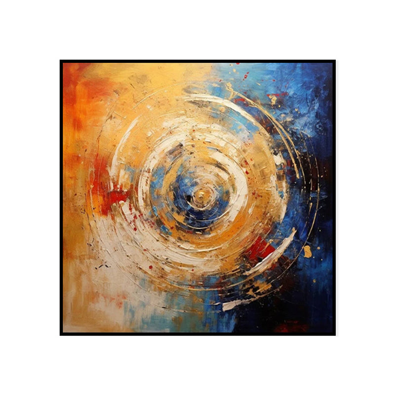 Handmade Oil Painting Canvas Wall Art Decoration Modern Orange Blue Circle Abstract Square Home Dining Room Bedroom Decor Rolled Frameless Unstretched Painting
