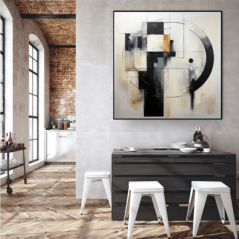 Handmade Oil Painting Canvas Wall Art Decoration Modern Minimalist Black-and-White Abstract Home Living Room Decor Rolled Frameless Unstretched Painting