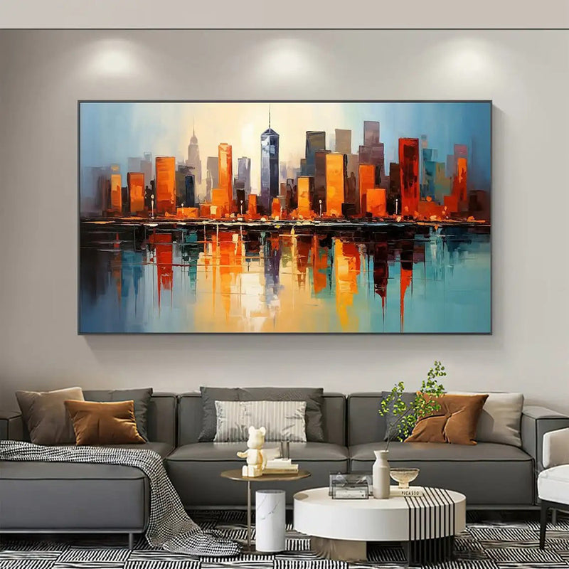 Handmade Oil Painting Canvas Wall Art Decoration Modern Abstract Urban Architectural Street Scenes For Home Decor Rolled Frameless Unstretched Painting