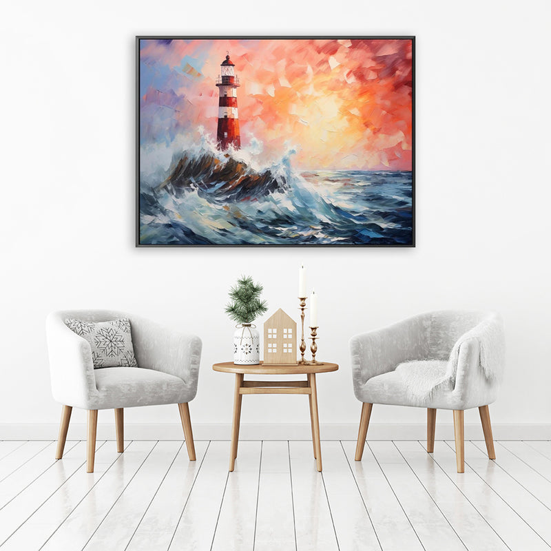 Handmade Oil Painting Canvas Wall Art Decoration Modern Abstract Lighthouse Landscape For Home Decor Rolled Frameless Unstretched Painting