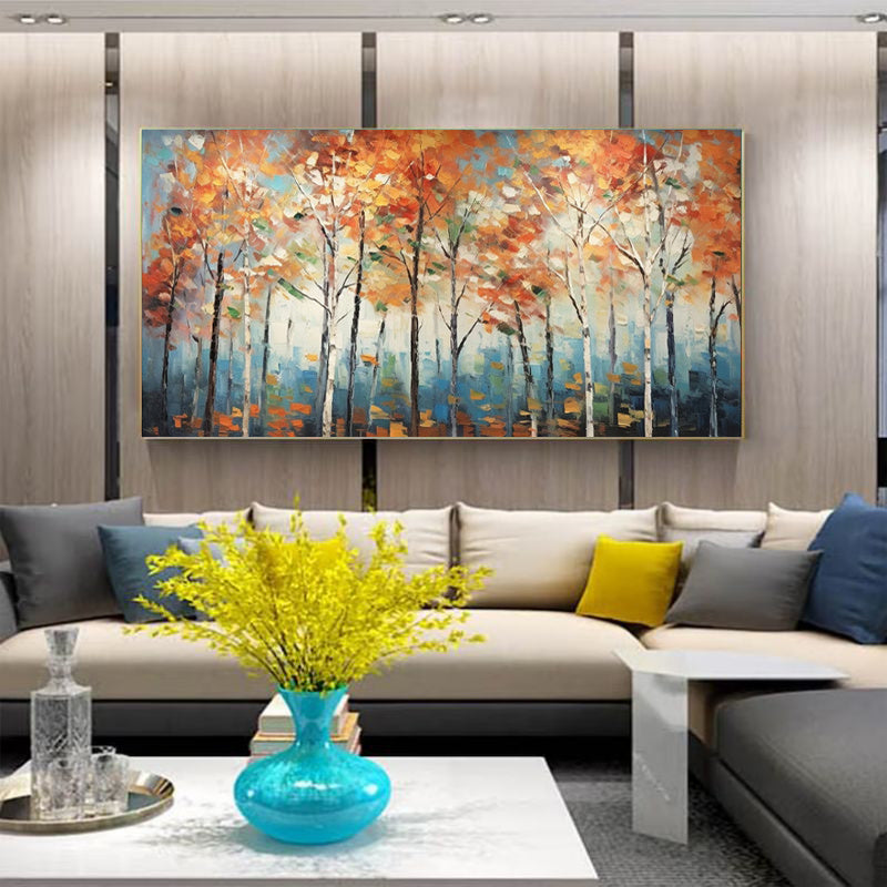 Handmade Oil Painting Canvas Wall Art Decoration Modern Autumn Maple Forest Landscape Home Living Room Decor Rolled Frameless Unstretched Painting