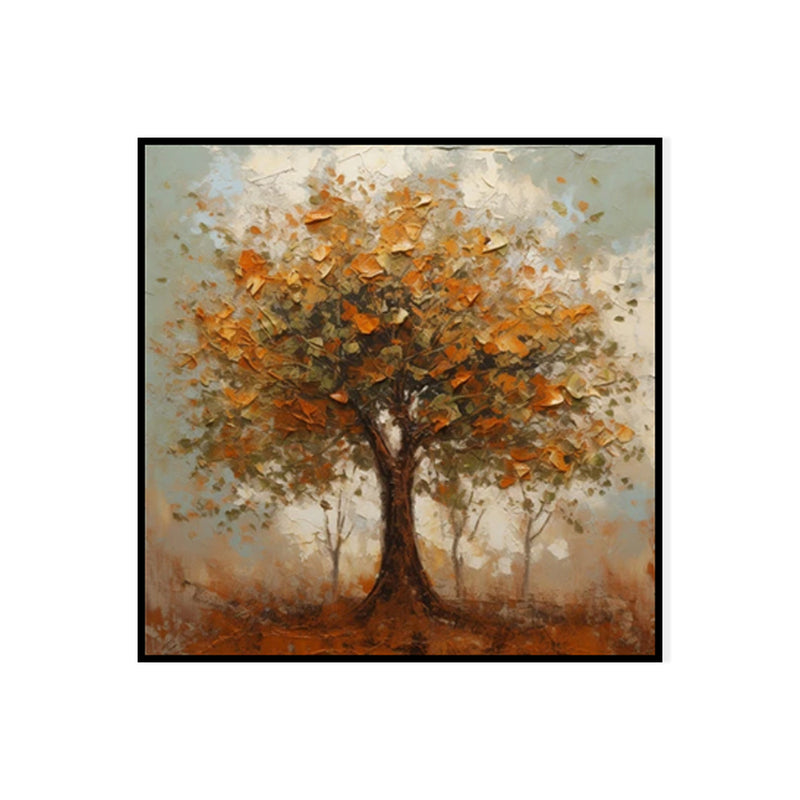Handmade Oil Painting Canvas Wall Art Decoration Modern Orange Autumn Trees Abstract Square Home Dining Room Bedroom Decor Rolled Frameless Unstretched Painting