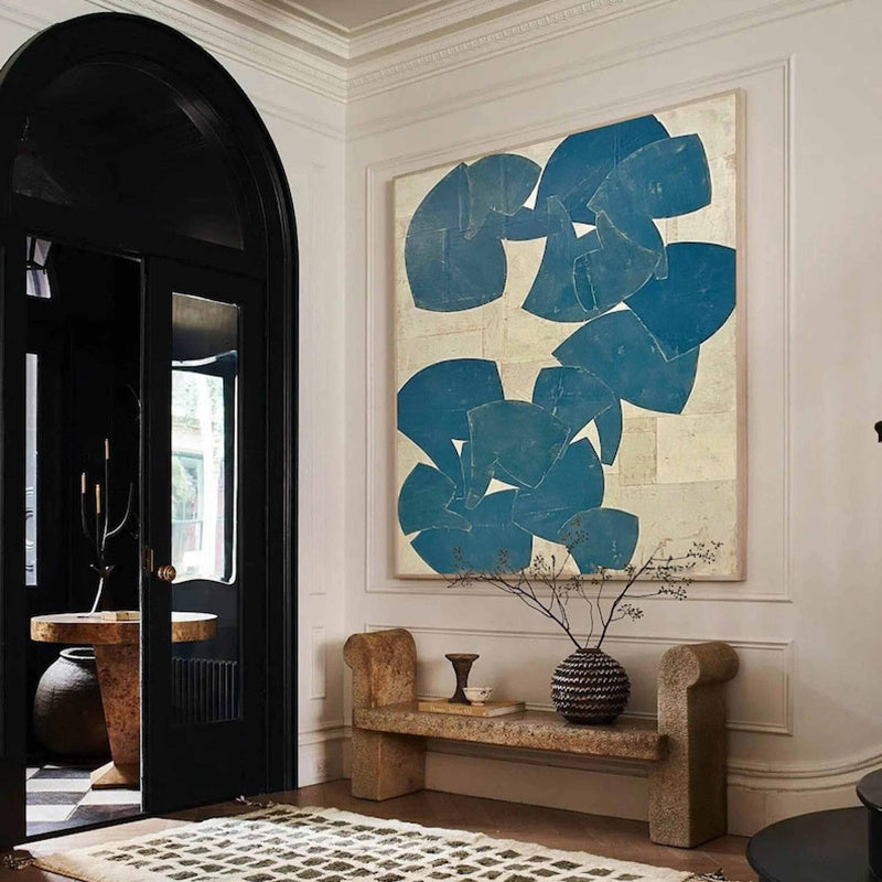 New Design Modern Large Wall Painting Hand Painted Acrylic Blue Abstract Oil Painting On Canvas For Living Room Decor