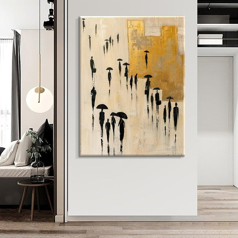 Hand Painted Abstract Character City Art Canvas Oil Painting Modern Minimalist Urban Wall Art Pictures Fashion Living Room Decor