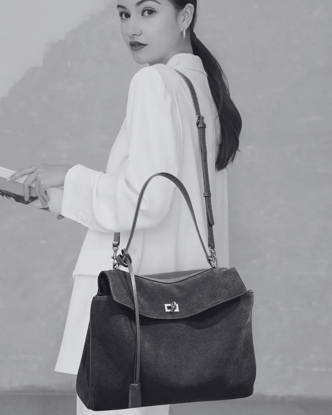 The Suede Kelly-Style Tote Bag
