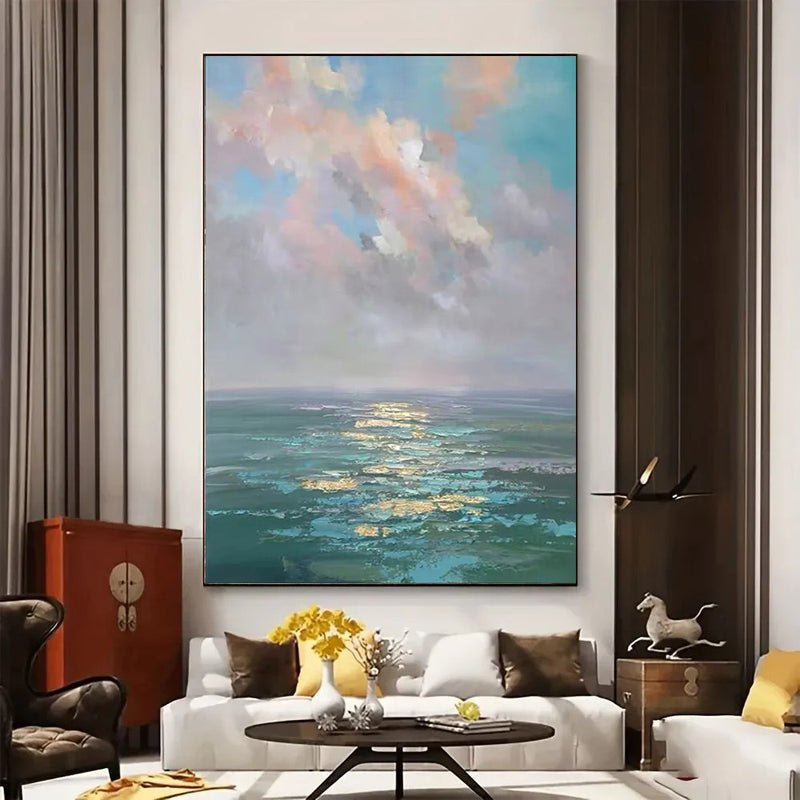 Handmade Oil Painting Canvas Wall Art Decoration Modern Abstract Ocean Landscape For Home Decor Rolled Frameless Unstretched Painting