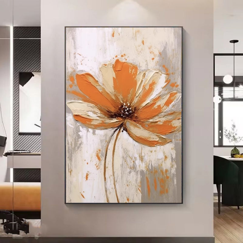 Handmade Oil Painting Canvas Wall Art Decoration Orange Flowers Modern Abstract For Home Living Room Decor Rolled Frameless Unstretched Painting