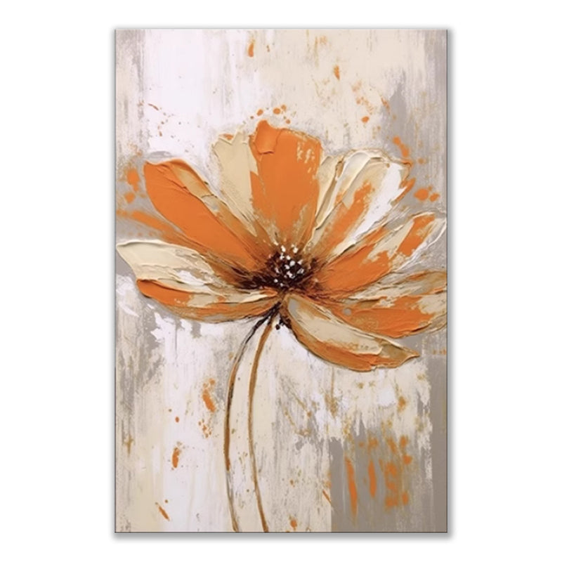 Handmade Oil Painting Canvas Wall Art Decoration Orange Flowers Modern Abstract For Home Living Room Decor Rolled Frameless Unstretched Painting