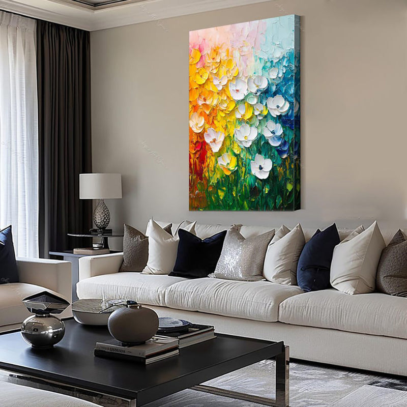 Handmade Oil Painting Canvas Wall Art Decoration 3D Texture Thick Oil Flowers Modern Abstract For Home Room Decor Internet Rolled Frameless Unstretched Painting
