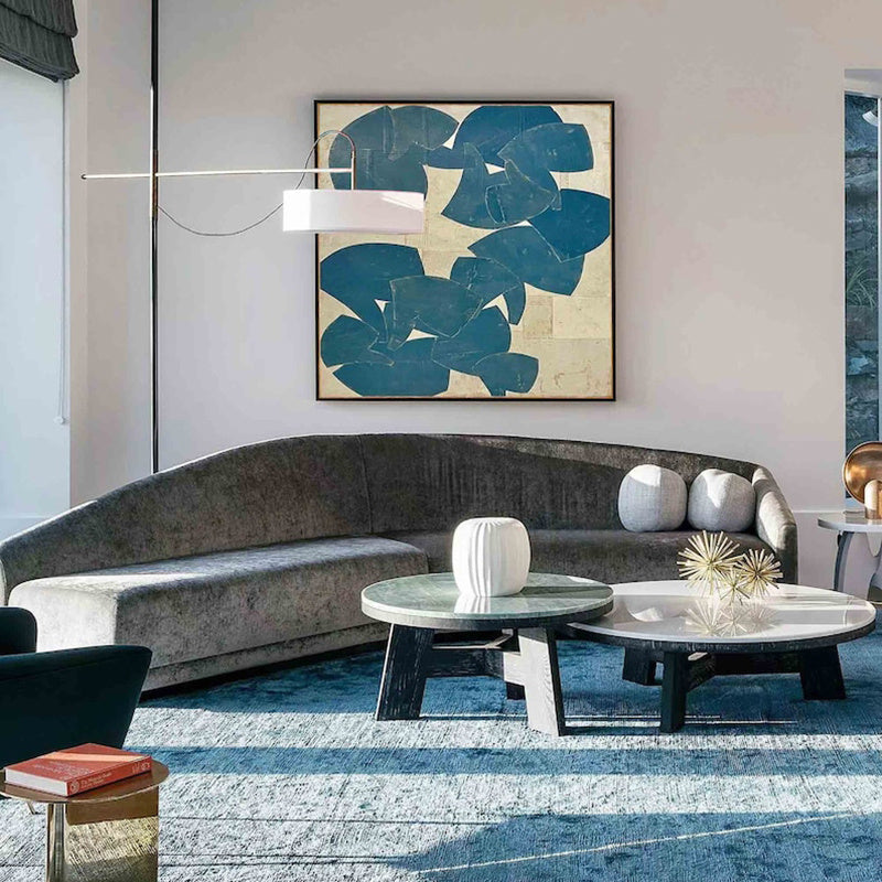 New Design Modern Large Wall Painting Hand Painted Acrylic Blue Abstract Oil Painting On Canvas For Living Room Decor