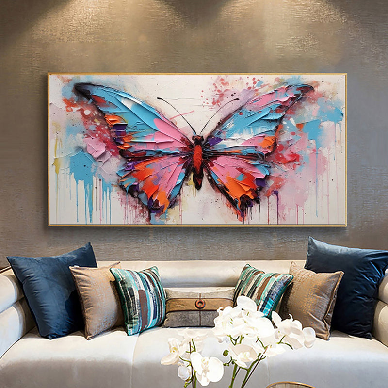 Large Abstract Handmade Canvas Art Modern Acrylic Oil Painting Vibrant Animal Butterfly Wall Home Decor For Living Room