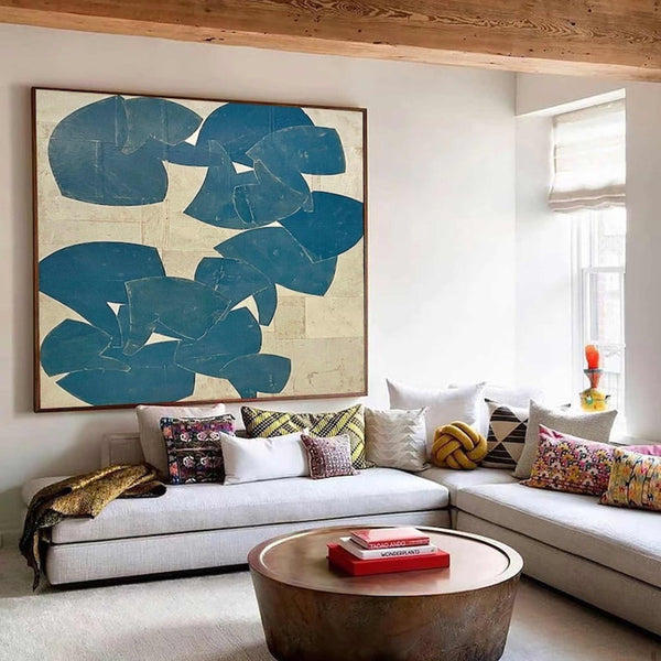 New Design Modern Large Wall Painting Hand Painted Acrylic Blue Abstract Oil Painting On Canvas For Living Room Decor