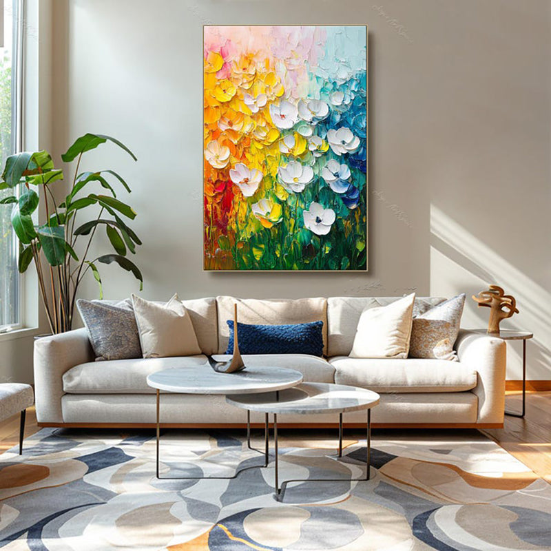 Handmade Oil Painting Canvas Wall Art Decoration 3D Texture Thick Oil Flowers Modern Abstract For Home Room Decor Internet Rolled Frameless Unstretched Painting
