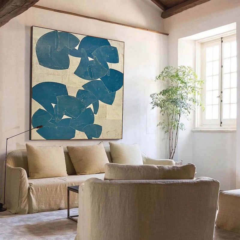 New Design Modern Large Wall Painting Hand Painted Acrylic Blue Abstract Oil Painting On Canvas For Living Room Decor
