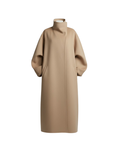 Elegant Stand-Up Collar Woolen Coat