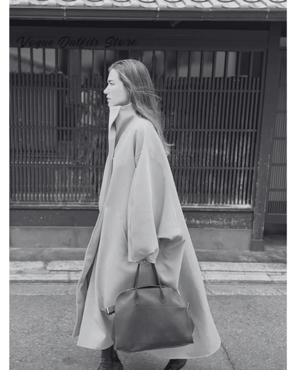 Elegant Stand-Up Collar Woolen Coat