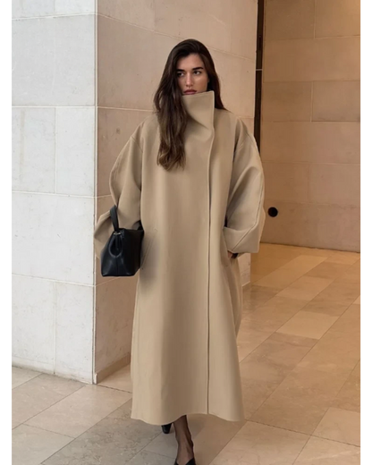 Elegant Stand-Up Collar Woolen Coat