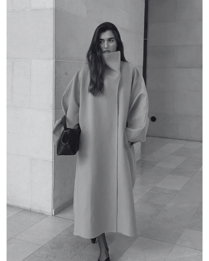 Elegant Stand-Up Collar Woolen Coat
