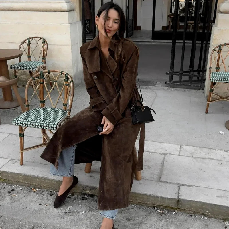 Vintage Long Suede Coat