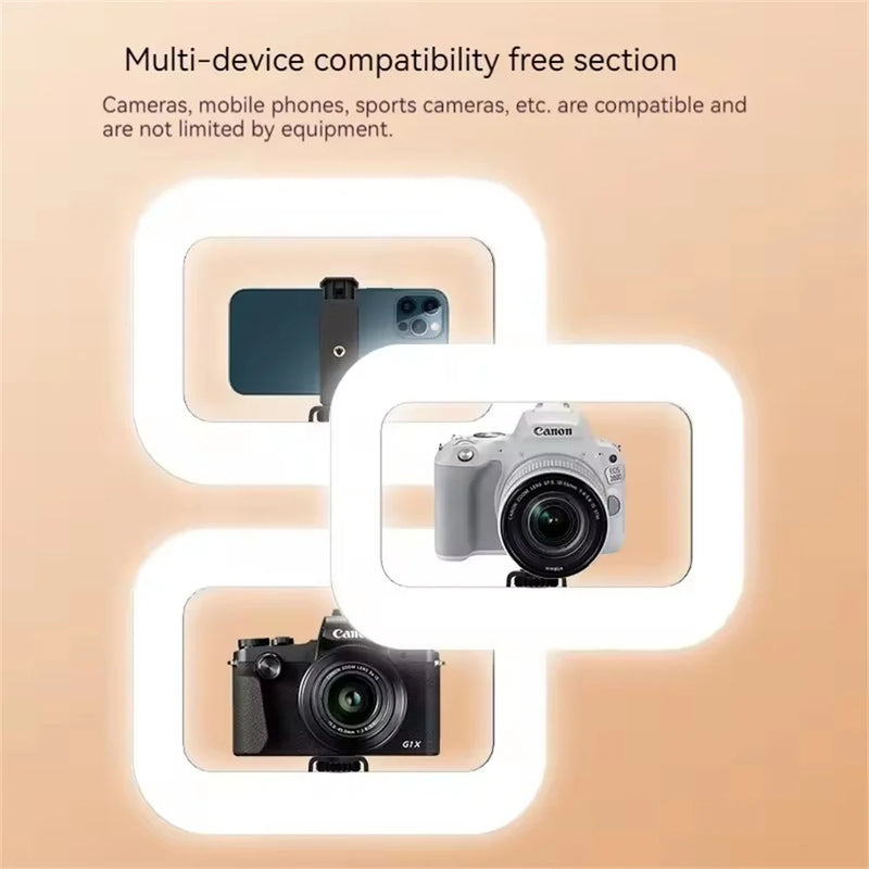 New Handheld Ring LED Rechargeable Portable Mobile Phone Live Broadcast Photography Desktop Rabbit Cage Selfie Fill Light