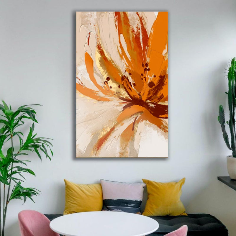 Handmade Oil Painting Canvas Wall Art Decoration Orange Flowers Modern Abstract For Home Living Room Decor Rolled Frameless Unstretched Painting
