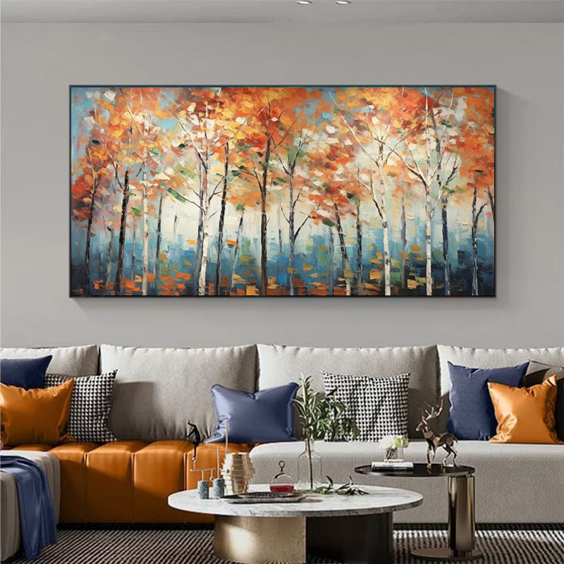 Handmade Oil Painting Canvas Wall Art Decoration Modern Autumn Maple Forest Landscape Home Living Room Decor Rolled Frameless Unstretched Painting