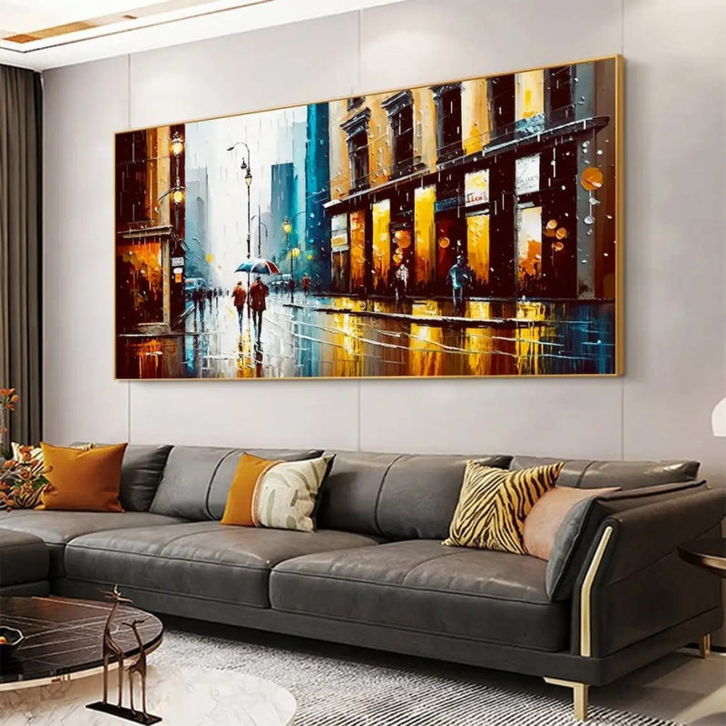 Handmade Oil Painting Canvas Wall Art Decoration Modern Abstract Urban Architectural Street Scenes For Home Decor Rolled Frameless Unstretched Painting