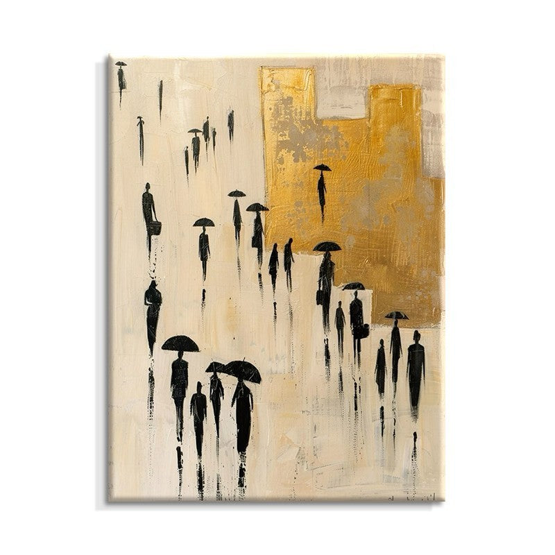 Hand Painted Abstract Character City Art Canvas Oil Painting Modern Minimalist Urban Wall Art Pictures Fashion Living Room Decor