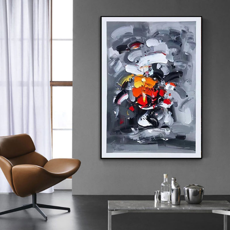 Large Graffiti Abstract Grey Handmade Oil Painting On Canvas Art Modern Acrylic Wall Decor For Home Living Room Artwork