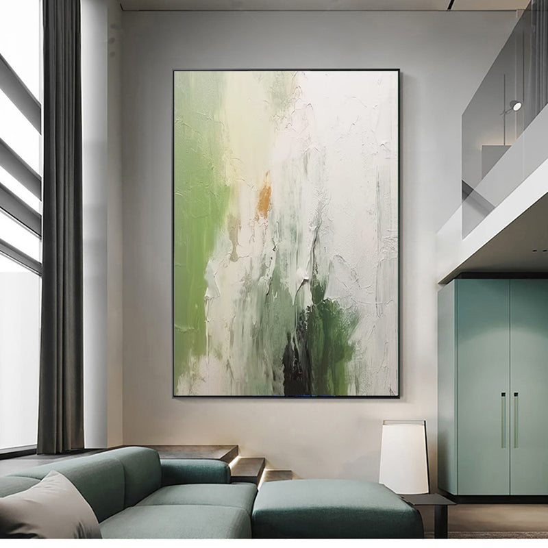 Handmade Oil Painting Canvas Wall Art Decoration Modern Green Texture Abstract For Home Living Room Decor Rolled Frameless Unstretched Painting
