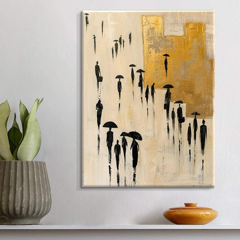 Hand Painted Abstract Character City Art Canvas Oil Painting Modern Minimalist Urban Wall Art Pictures Fashion Living Room Decor