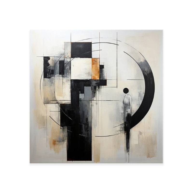 Handmade Oil Painting Canvas Wall Art Decoration Modern Minimalist Black-and-White Abstract Home Living Room Decor Rolled Frameless Unstretched Painting