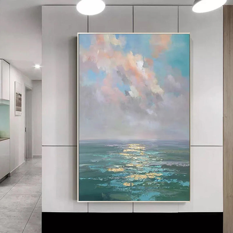 Handmade Oil Painting Canvas Wall Art Decoration Modern Abstract Ocean Landscape For Home Decor Rolled Frameless Unstretched Painting