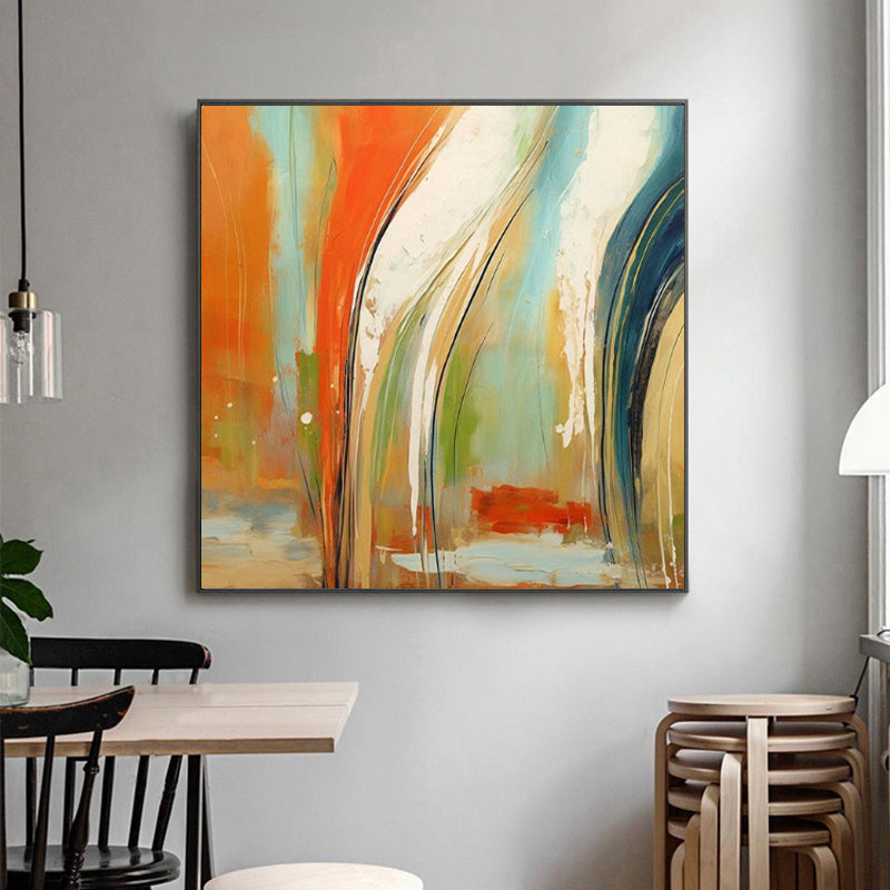 Handmade Oil Painting Canvas Wall Art Decoration Modern Orange Abstract Square Home Dining Room Bedroom Decor Rolled Frameless Unstretched Painting