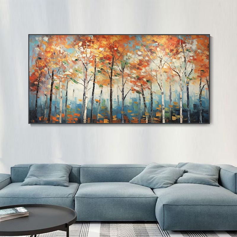 Handmade Oil Painting Canvas Wall Art Decoration Modern Autumn Maple Forest Landscape Home Living Room Decor Rolled Frameless Unstretched Painting