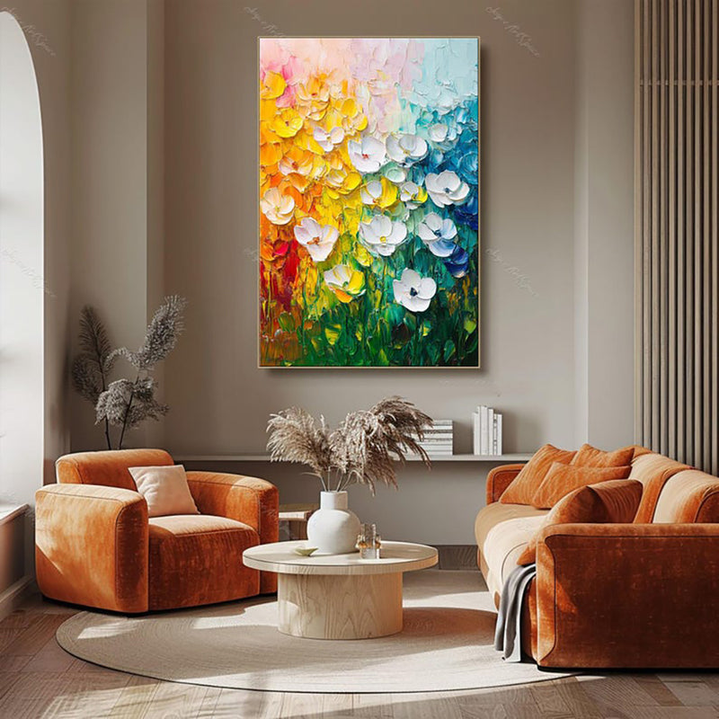 Handmade Oil Painting Canvas Wall Art Decoration 3D Texture Thick Oil Flowers Modern Abstract For Home Room Decor Internet Rolled Frameless Unstretched Painting