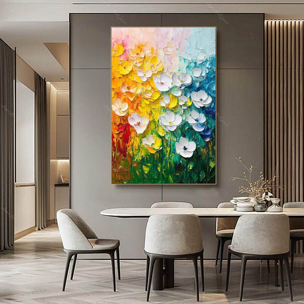 Handmade Oil Painting Canvas Wall Art Decoration 3D Texture Thick Oil Flowers Modern Abstract For Home Room Decor Internet Rolled Frameless Unstretched Painting