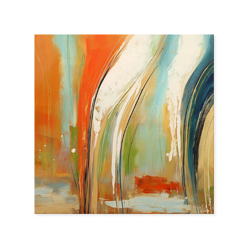 Handmade Oil Painting Canvas Wall Art Decoration Modern Orange Abstract Square Home Dining Room Bedroom Decor Rolled Frameless Unstretched Painting